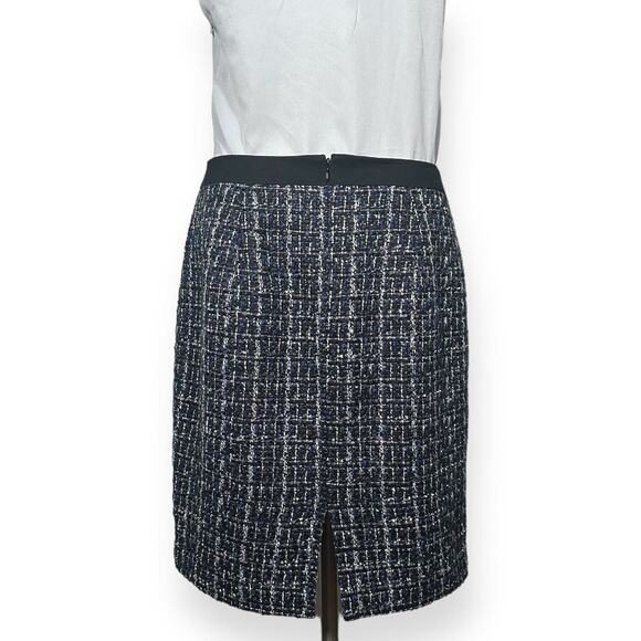 WHITE HOUSE BLACK MARKET Wool Blend Tweed Pencil Skirt Metallic Career Black 10 - Picture 8 of 14
